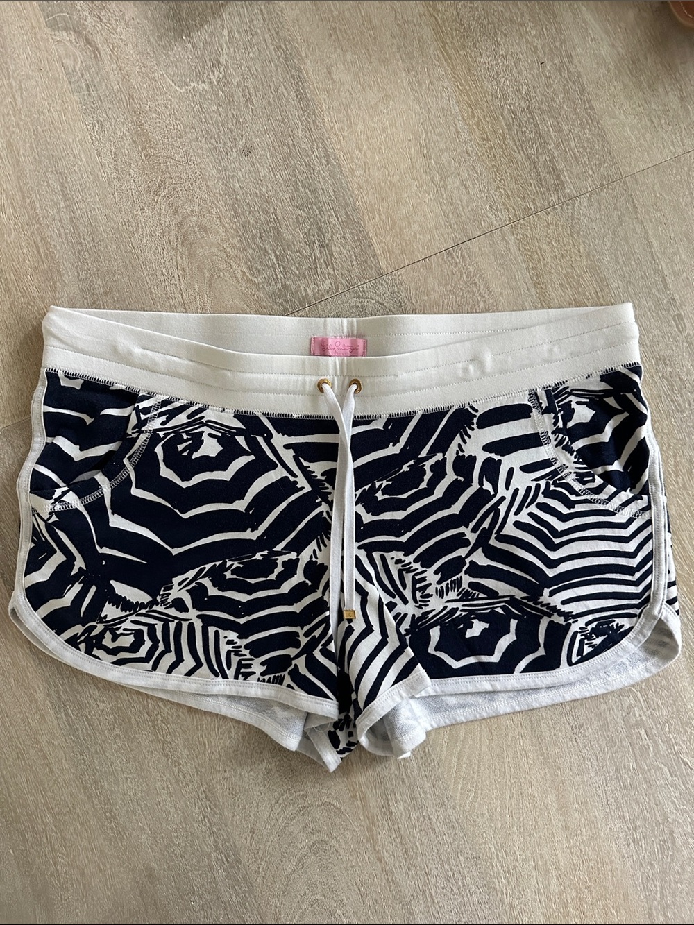 Navy & White Patterned Lounge Shorts